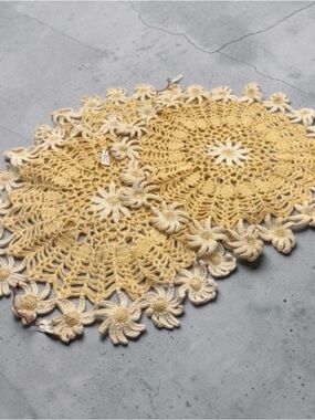 Vintage Hand Crafted Pale Yellow and Cream Daisy
Doilies Set of 3